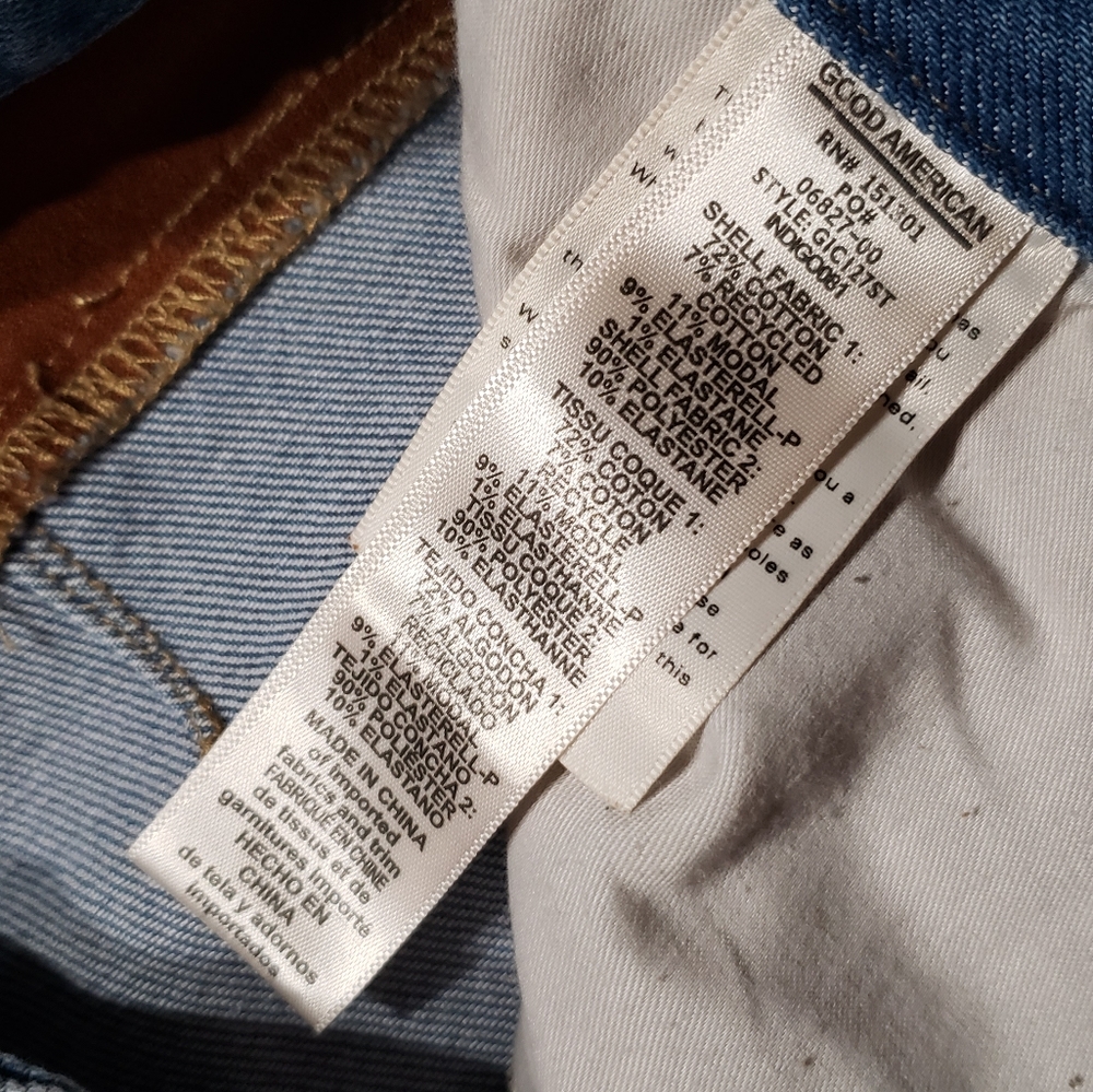 Good American Icon High Rise Denim Suede Straight Leg Jeans - Picture 8 of 10